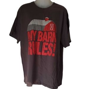 LIFESTYLE CLASSICS Farmer Red Barn  Gray TeeShirt Mens Lg Vintage Boxy T-Shirt